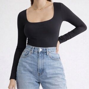 Everlane Black Women’s Second Skin Long Sleeve Bodysuit